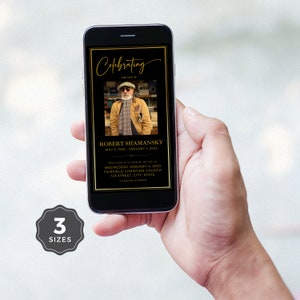 Memorial Evite, Editable Canva Template, Text Invite, Simple Photo Celebration Of Life Invitation, Editable Evite, Funeral Invitation - F03