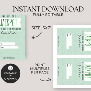 Lotto Teacher Appreciation Printable, DIY Editable Template ...