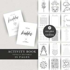 Wedding Activity Pack for Kids, Activity Book Printable, Wedding Games Canva Template, Reception Table Coloring, Printable and Editable