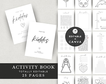 Wedding Kids Activity Book: Printable Games, Coloring Pages (Canva Template)