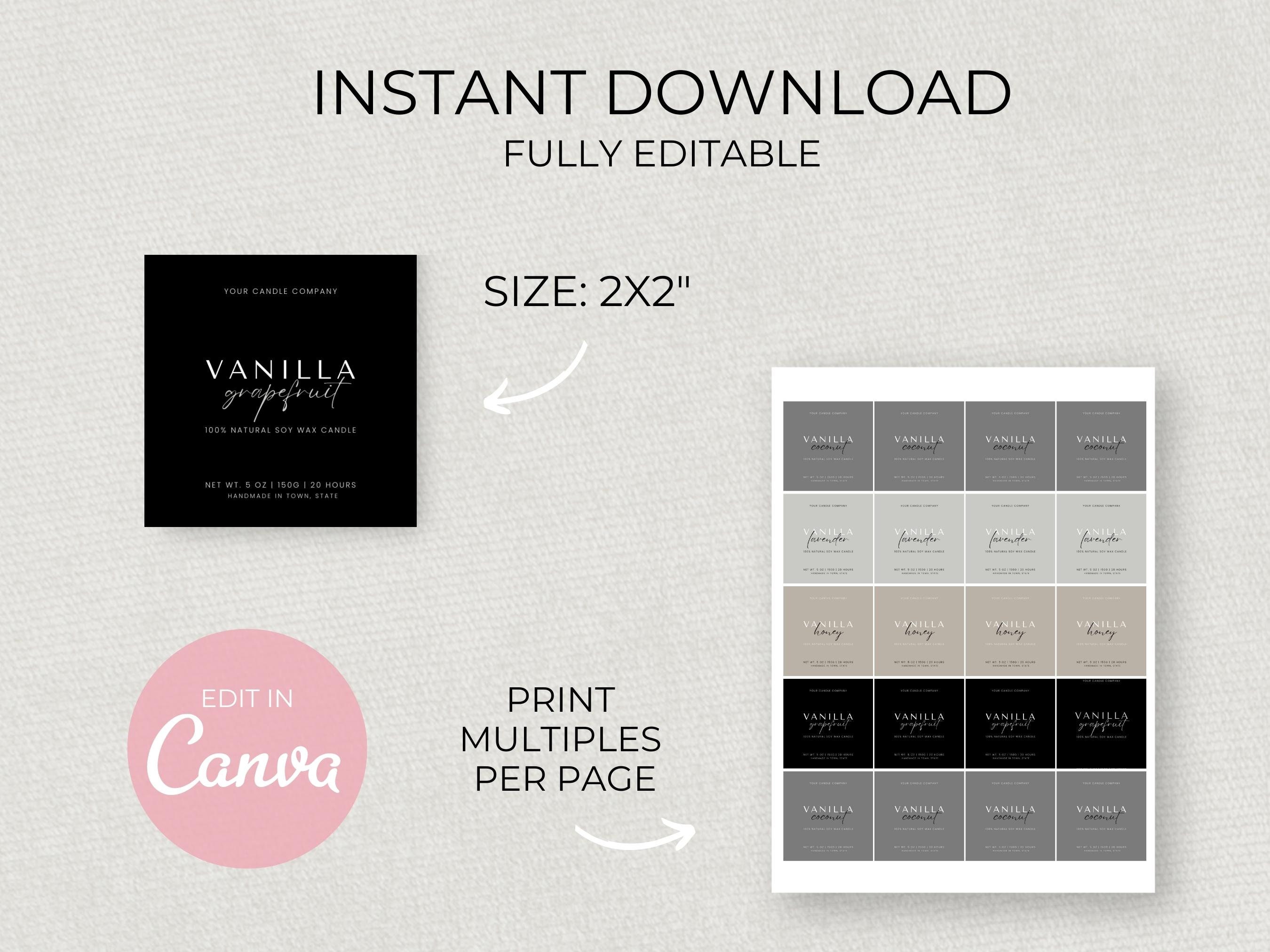 Printable Candle Labels Template, Clean Simple Modern Design Wax Melt ...