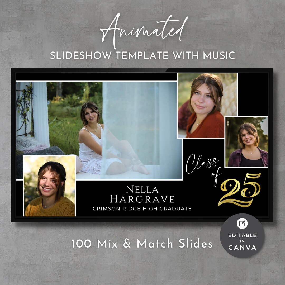 Graduation Slideshow Canva Template: Editable Video Presentation ...