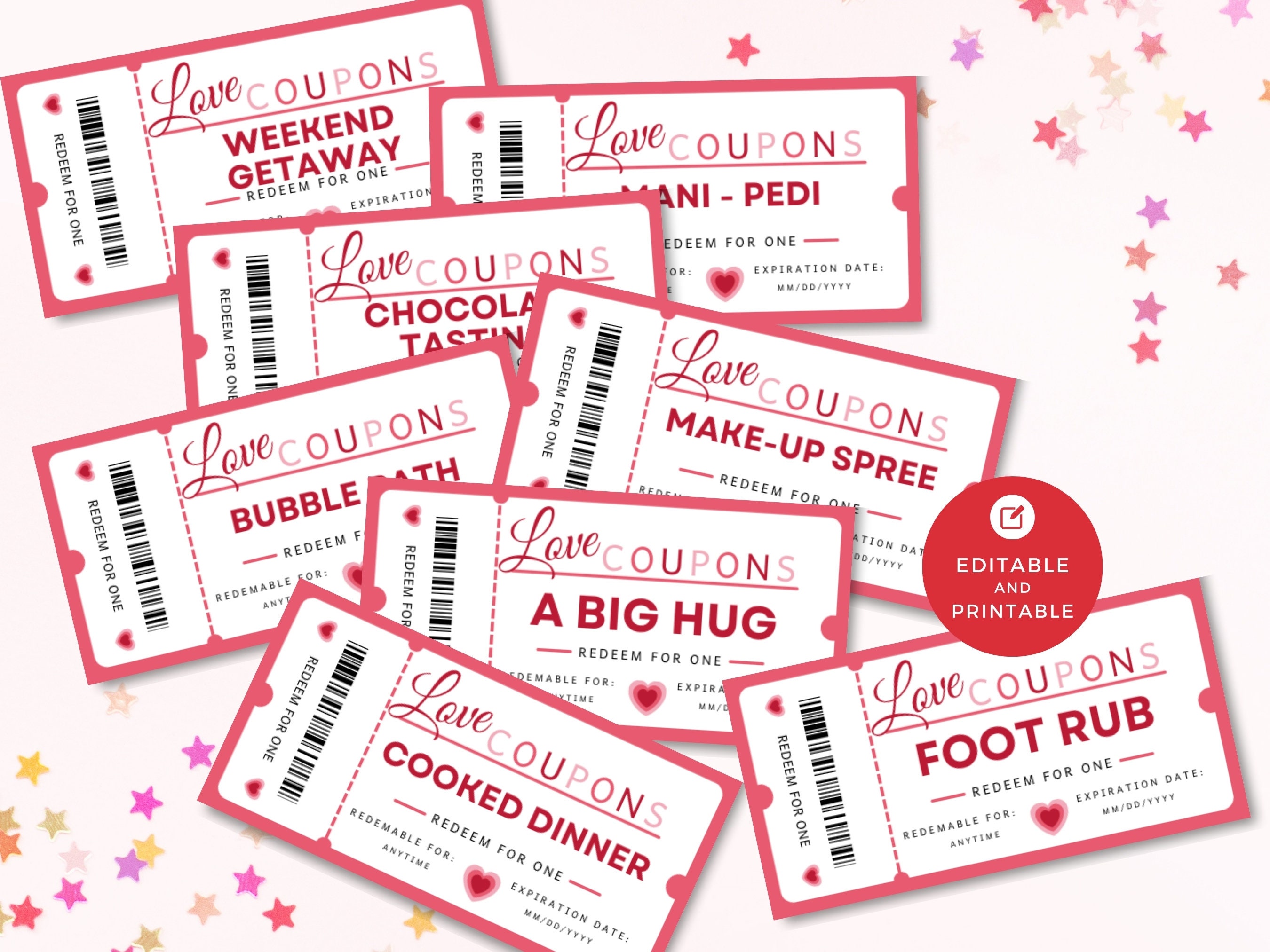 Printable Love Coupon Book Canva Template, Editable Coupons ...