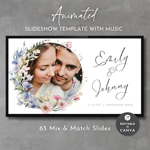 Wildflower Wedding Slideshow Template: Animated Photo Presentation (Canva)