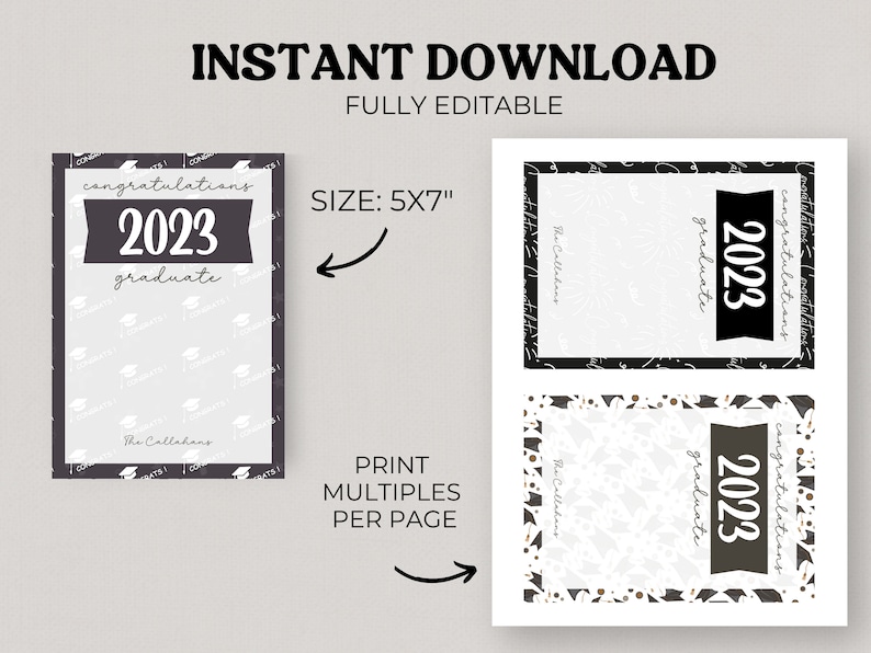 Graduate Gift Card Holder Template Instant Download College Graduation ...