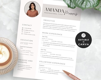High School Resume Template: Creative Academic Design (Editable in Canva)