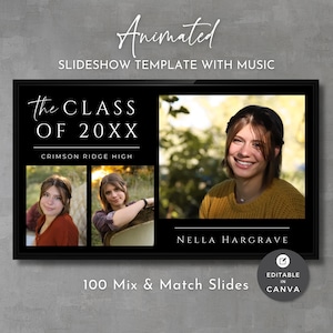Canva Slideshow Template for Graduation, Editable Video Presentation, Custom Music, Create Your Own Grad Slideshow, Digital Download