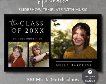 Graduation Slideshow Canva Template: Editable Video Presentation (Digital Download