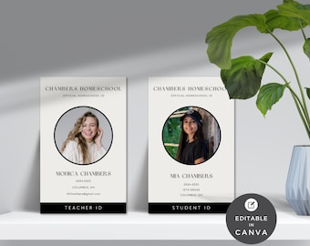 Editable Homeschool ID Card Template: Student & Teacher (Canva)