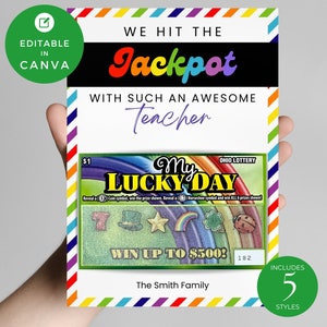 Szablon do edycji DIY | Personalizuj za pomocą Canva | Wydrukuj loterię na dzień św. Patryka | Uchwyt na los na loterię dla nauczycieli
