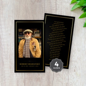 Printable Memorial Prayer Card Template, Editable Funeral Keepsake, Catholic Prayer Cards, In Loving Memory, Photo Obituary Poem Card -F03