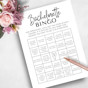 Bachelorette Bingo Game: Modern Hen Party (Printable, Editable, Instant Download)