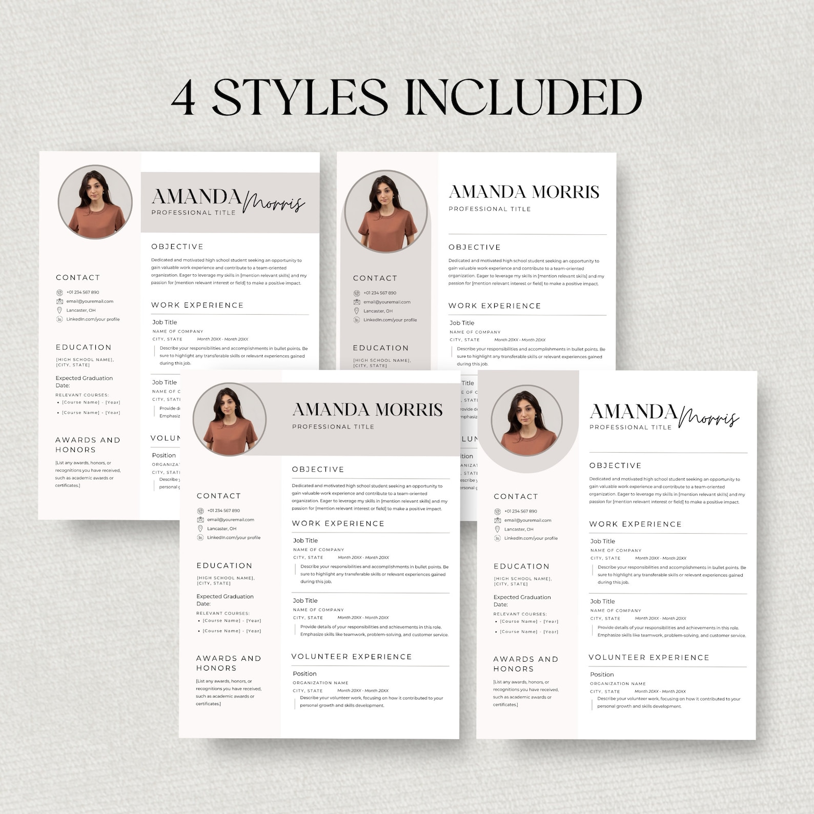 High School Resume Template: Creative Academic Design (editable in ...