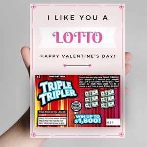 Joyeuse Saint-Valentin, je t'aime bien, modèle sur toile de porte-billets de loterie, imprimable éditable à gratter pour lui ou elle