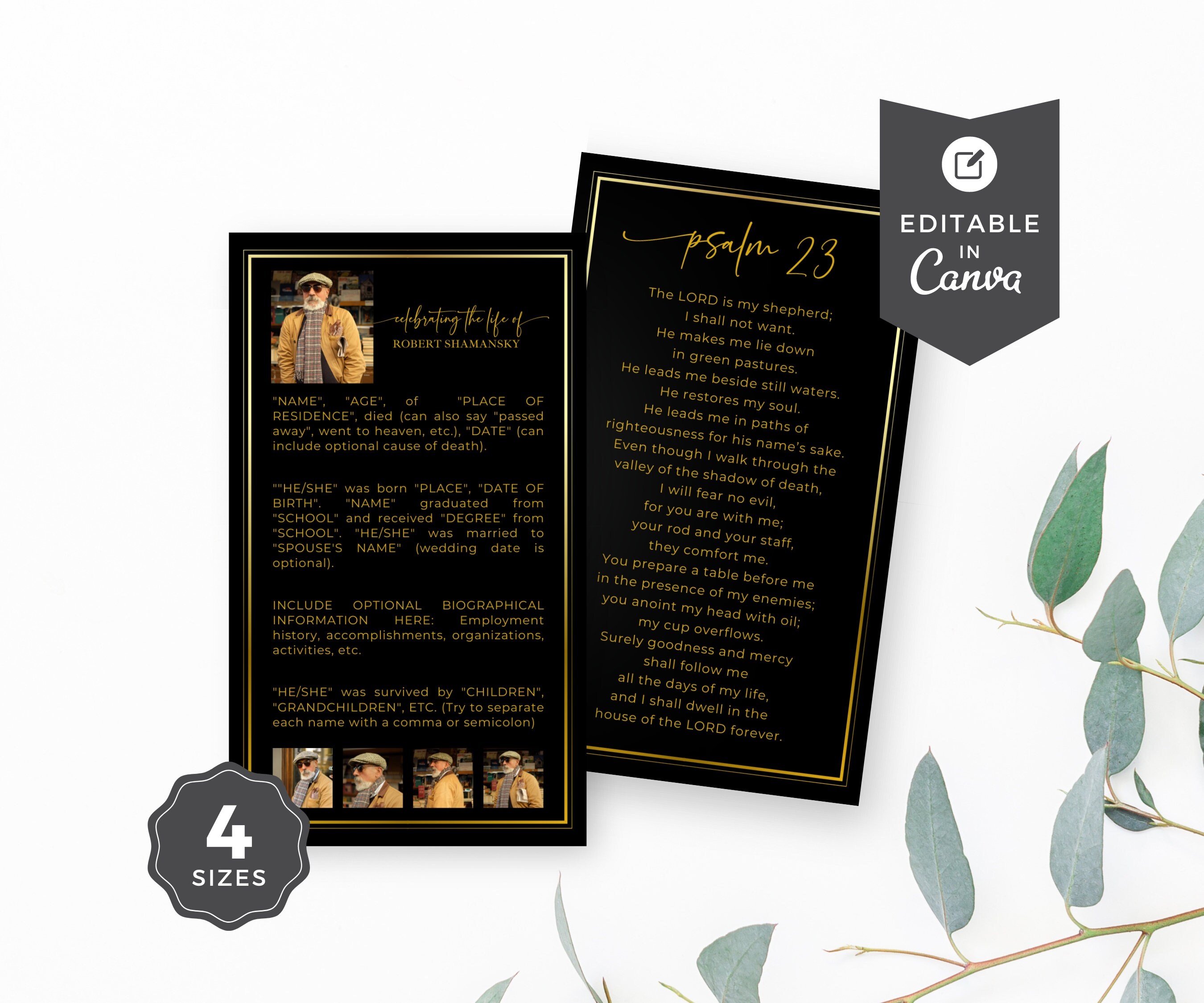 Printable Memorial Prayer Card Template Editable Funeral - Etsy