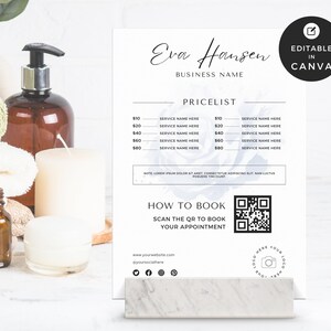 DIY Preisliste Vorlage Canva, Scan To Pay Card Bearbeitbares QR-Code-Zeichen, Cashapp Paypal-Zeichen für kleine Unternehmen, Venmo-Zahlung druckbar