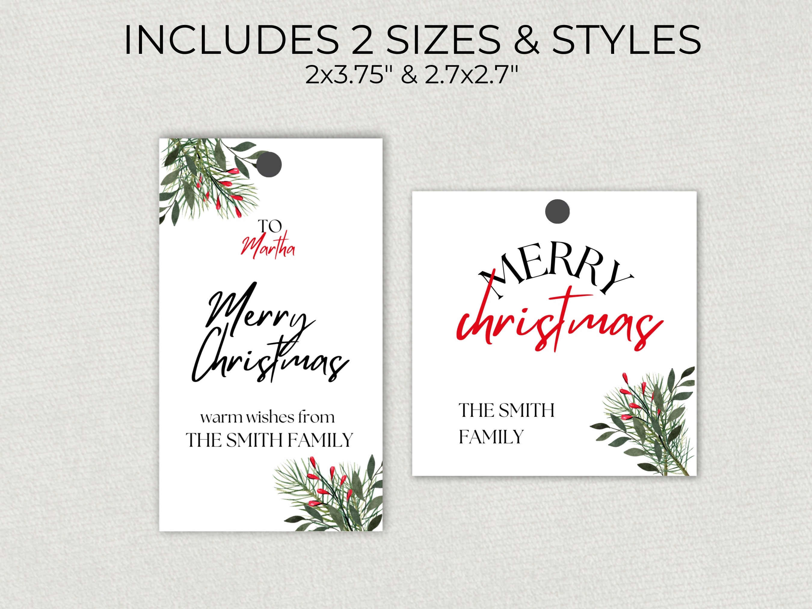 Canva Template Christmas Gift Tag, Simple Printable & Editable Clean ...
