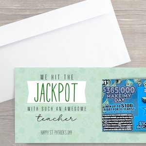 Lotto Lehrer Wertschätzung druckbare, DIY bearbeitbare Vorlage, personalisieren mit Canva, St. Patrick's Day Lotto, Lotterieloshalter