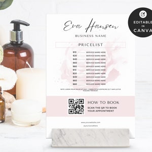 DIY Preisliste Vorlage Canva, Scan To Pay Card Bearbeitbares QR-Code-Zeichen, Cashapp Paypal-Zeichen für kleine Unternehmen, Venmo-Zahlung druckbar