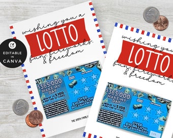 Patriottische 4 juli-loterijkaarthouder: cadeau vastgoedklant (canvasjabloon)