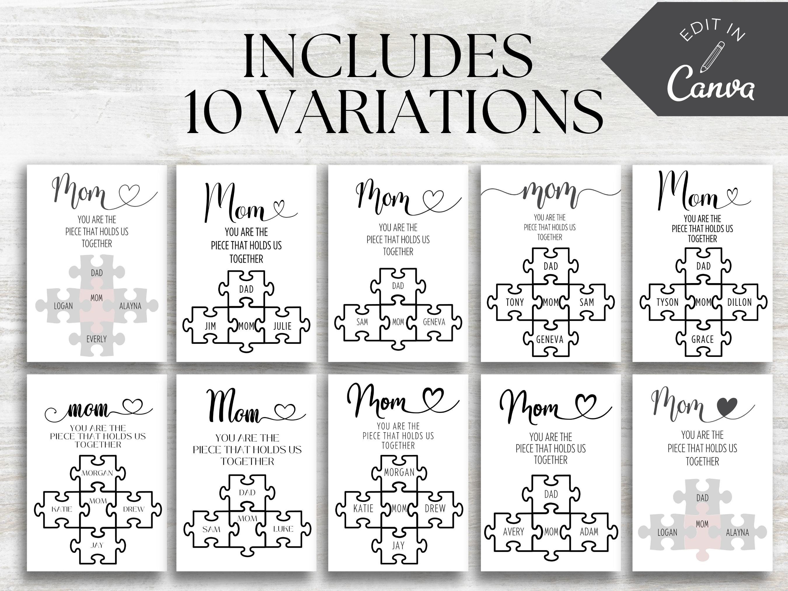 Mothers Day Puzzle Printable Template Custom Mom Sign You - Etsy