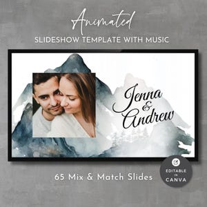Minimalist Mountain Wedding Slideshow: Animated Canva Template (Digital Download)
