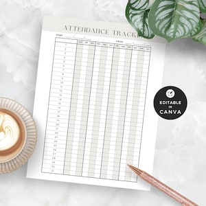 Homeschool-Anwesenheitsbuch, bearbeitbarer Tracker, tägliche Anwesenheitsliste, einfache Aufbewahrung für Hausschulfamilien, Lehrerressource
