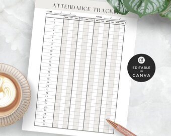 Homeschool Attendance Log: Editable Daily Tracker (Canva Template)