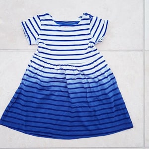 ミニボーデン ストライプ ジャージー ドレス ブルー/アイボリー G0928 新品