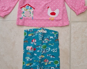 Mini Boden Baby girls Jersey Farm Top and Leggings fun Play Set brand new