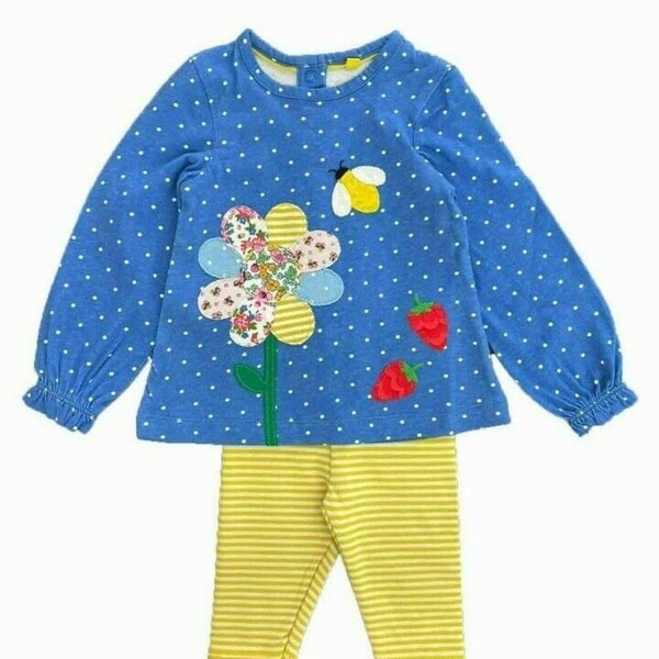 Mini Boden baby girls appliqué long sleeve Dress and Leggings Set RRP 32 brand new