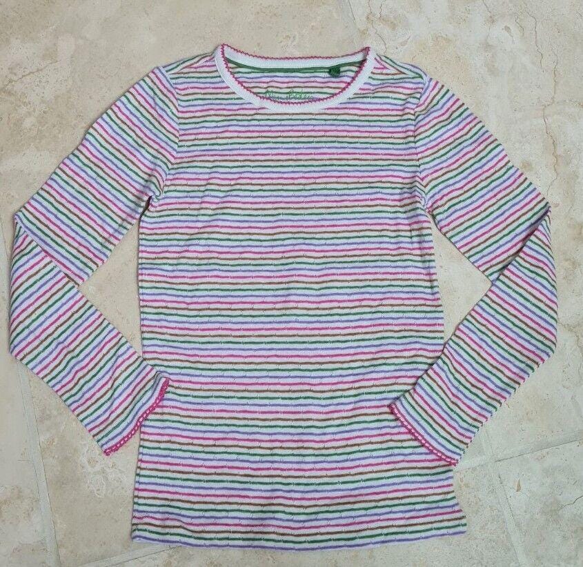 Mini Boden Girls Supersoft Pointelle T Shirt Multi Colour Long Sleeve Brand New