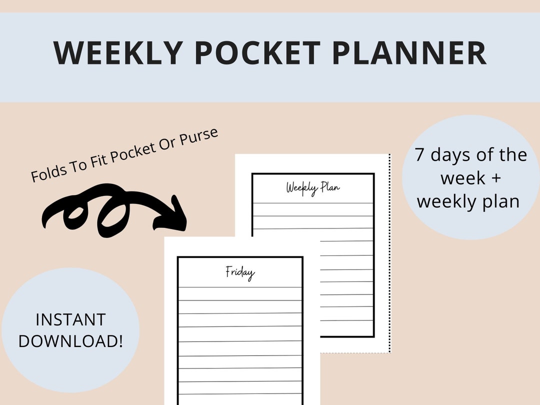 Printable Weekly Pocket Planner, Weekly to Do List, Digital Download ...