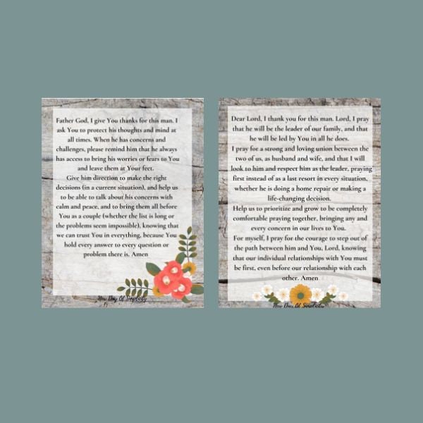 Daily prayers for my husband printable prayer cards praying for