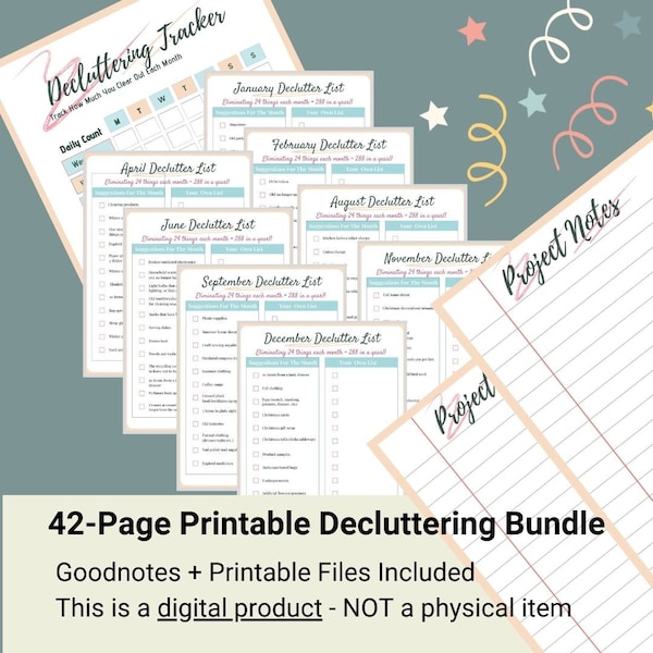 Declutter checklist | declutter planner | get organized | organized home | decluttering ideas | Goodnotes planner | Printable PDF