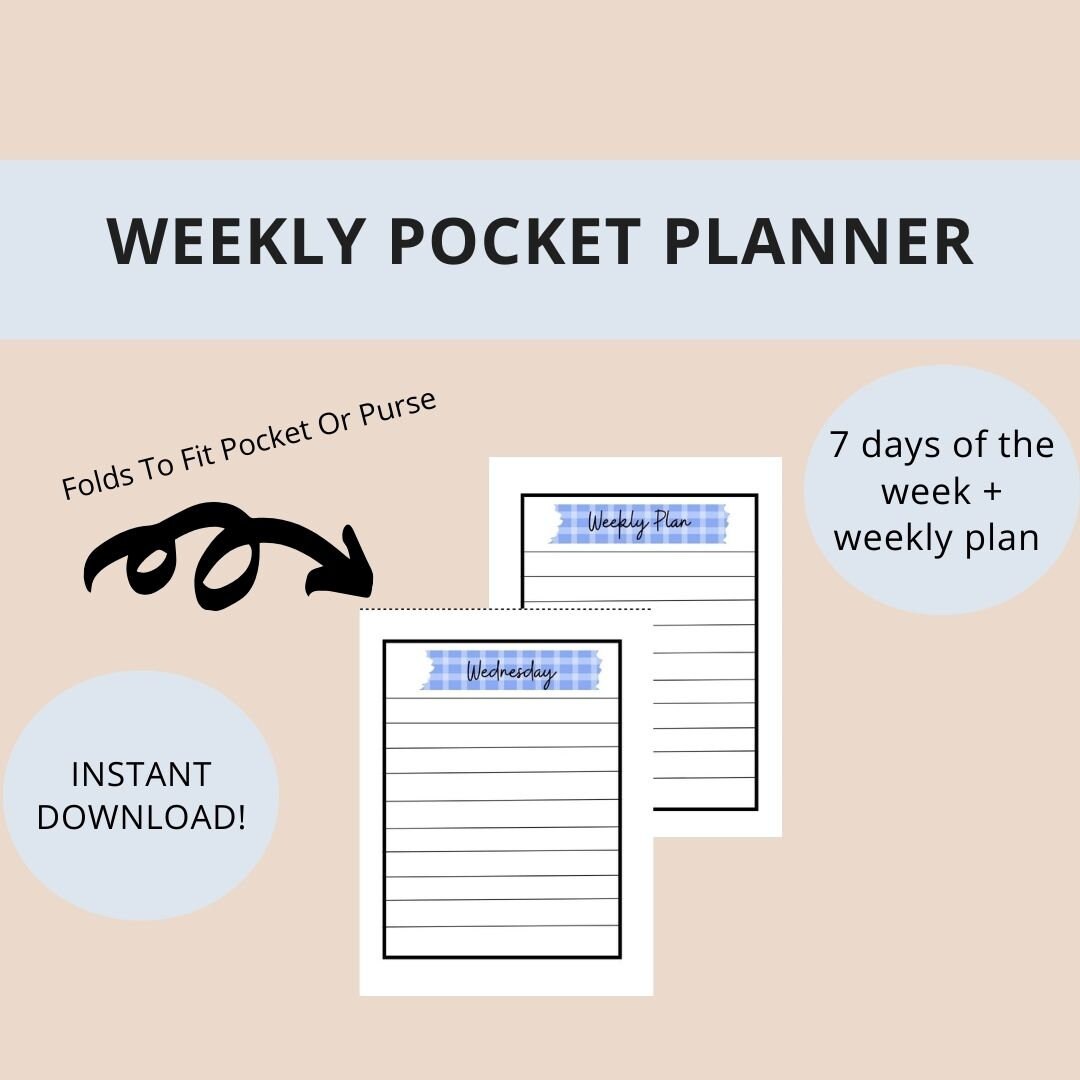 Minimalist Printable Weekly Pocket Planner and To-do List Pocket ...