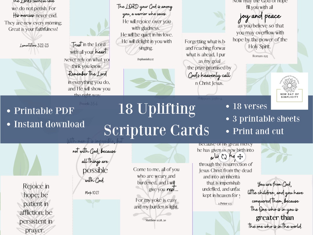 Printable Scripture Memory Cards Encouragement Cards Uplifting ...