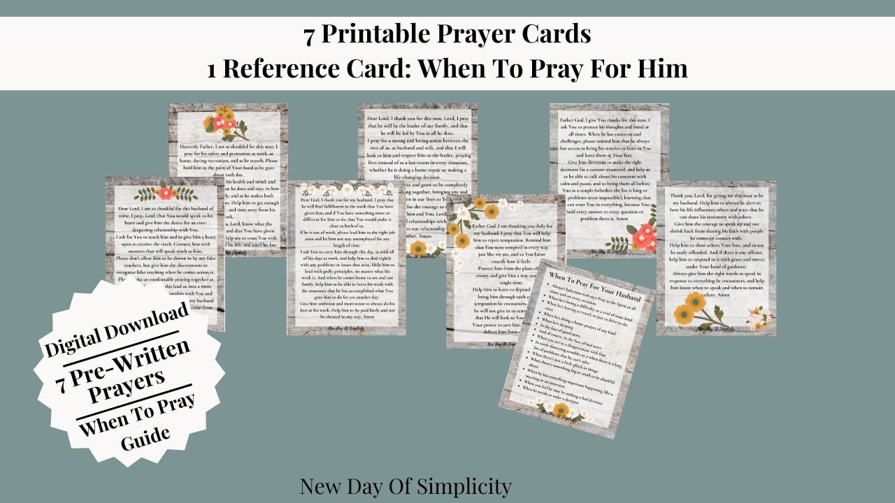 Daily prayers for my husband printable prayer cards praying for