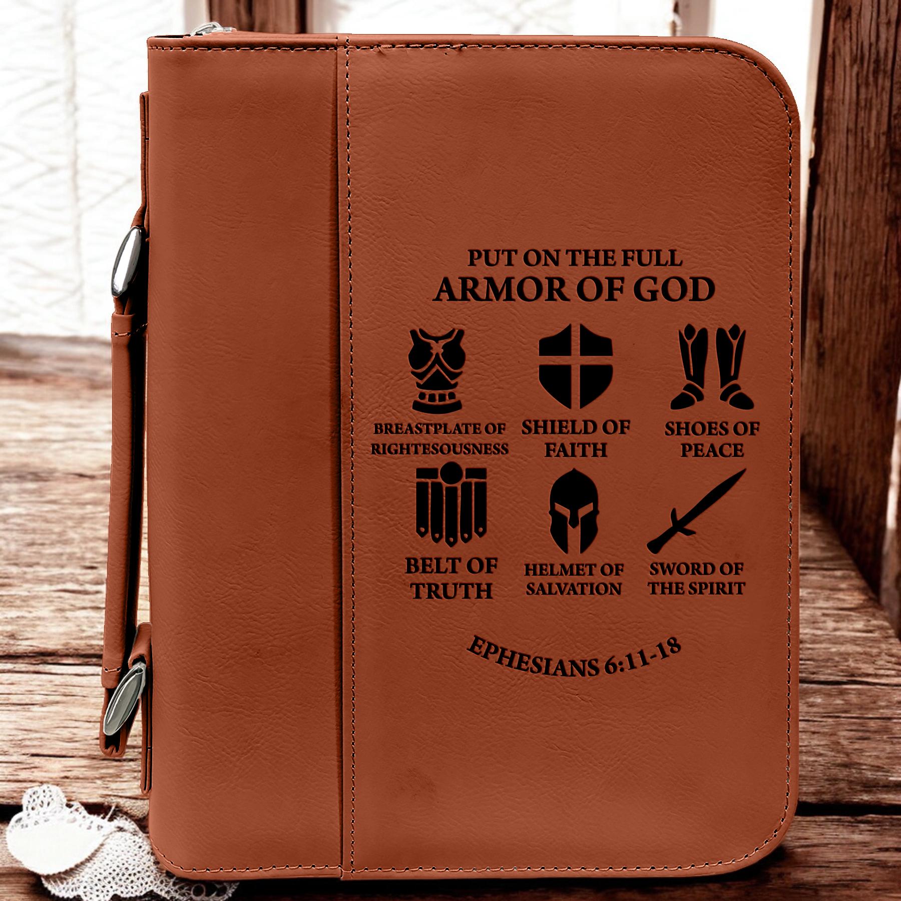Armor of God Engraved Bible Cover – Strength, Protection, and Faith