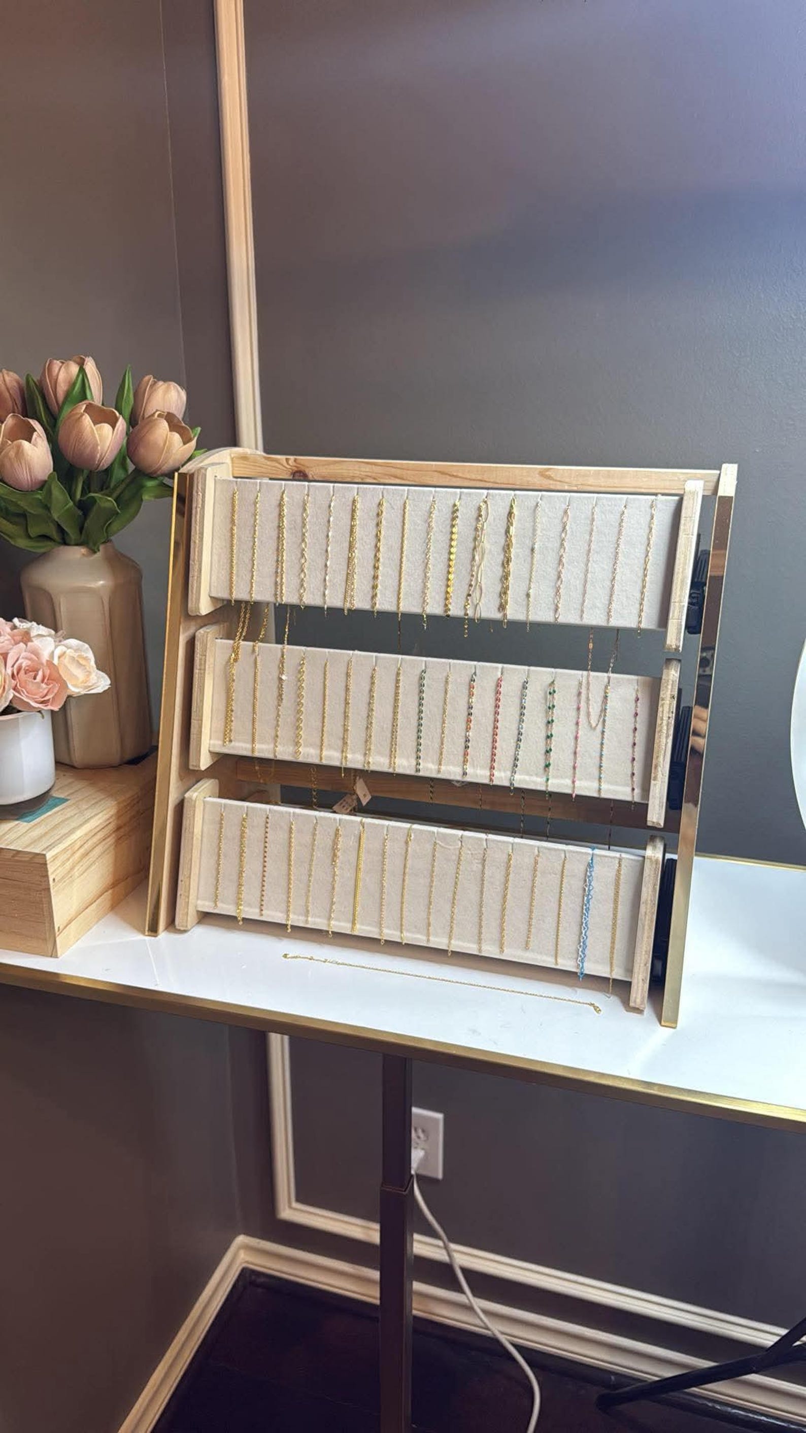 3-tier Permanent Jewelry Display Rack With Velvet Panels – Chain ...