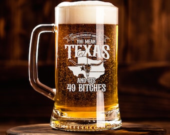 Texas on Top Beer Mug – Funny Texas Pride Gift for Texans