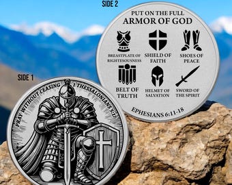 Prayer Warrior Challenge Coin – Full Armor of God | Christian Gift