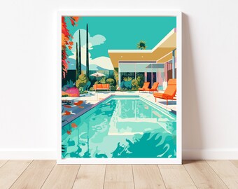 California Dreamin Mid Century Modern Pop Art Print-Digital Download-Pop Art Wall Art-Modern Beach Decor-Vintage Print-1960 Pop Art Wall Art