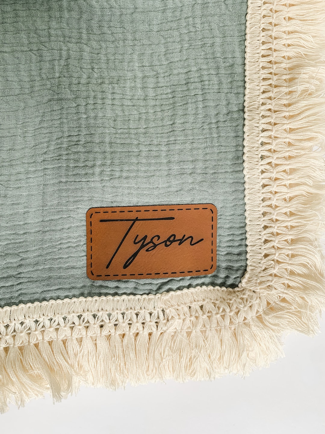 Baby Blanket | Leather Patch Baby Blanket | Custom Baby Shower Gift ...