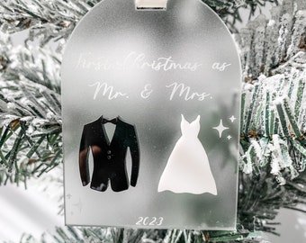 First Christmas Married Ornament | Mr. and Mrs. | Mrs. and Mrs. | Mr. and Mr. | First Christmas Married 2023