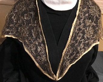Raro, antiguo / vintage 1910's / 1920's Gold Metal Lace Shoulder Stole