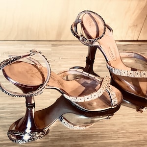 Glamorous 60’s Bling! Round the Ankle Strappy Evening Sandals by I Miller &quot;Beautiful Shoes~Venus Last&quot;