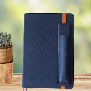 Classic Navy Blue Notebook - Optional Pen - A5 - Journal - School - Work - Lined - Vegan Leather - Limited Stock!