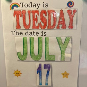 Day & Date Learning Printable Aid