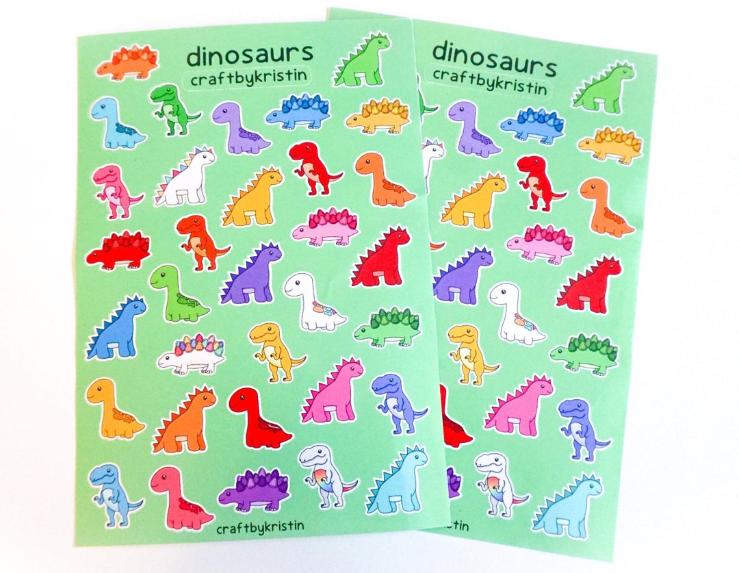 Dinosaur Sticker Sheets 2 Sheets per Order Etsy